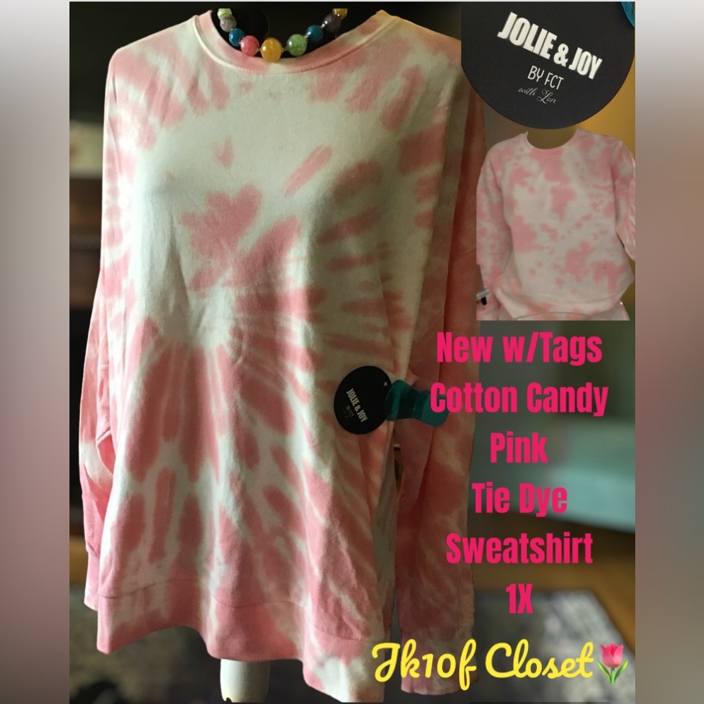 LOWEST🌺 NWT Jolie & Joy 1X COTTON CANDY TIE DYE SWEATSHIRT
